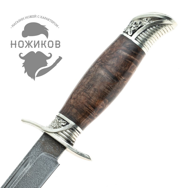 Нож Финка НКВД, сталь булат, стабилизированная коричневая карельская береза