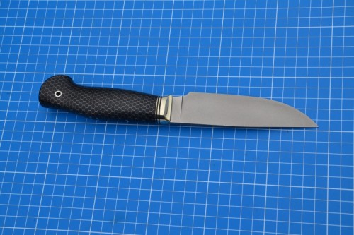 Нож Легионер (вариант 2) - сталь Niolox, мельхиоровое литьё, G10, соты (чёрные).
