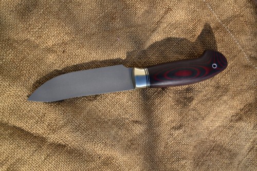 Нож Скинер - сталь CPR (LO-K2695), мельхиоровое литьё, G10, микарта.