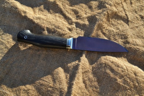 Нож Легионер (вариант 2) - сталь К340, мельхиоровое литьё, G10, морёный дуб.