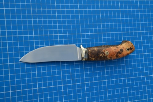 Нож Скинер - сталь К340, нейзильбер, G10, стабилизированный кап клёна, мозаичные пины.